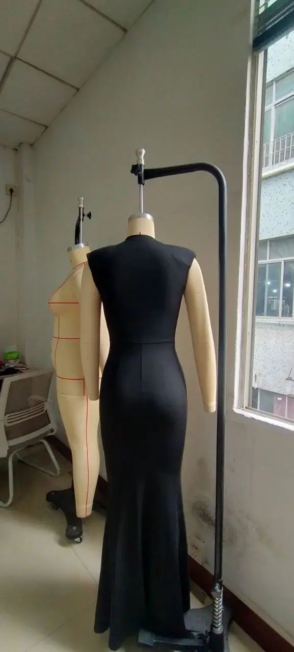 Dress Women Long Dresses Deep V Neck Sleeveless Solid flattering Fit Tight Waist elegant Elegant Splice Hip Wrap Temperament Vestidos