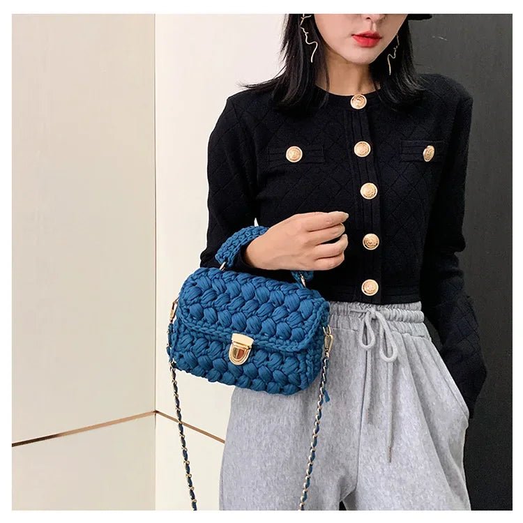 DIY Knitted Rope Woven Chain Shoulder Bag - Nitamoje