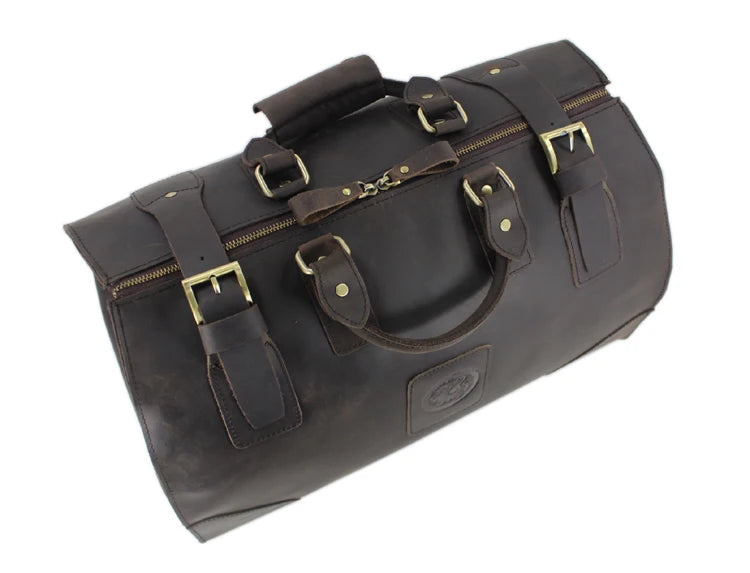 Vintage Crazy Horse Leather Duffle Bag