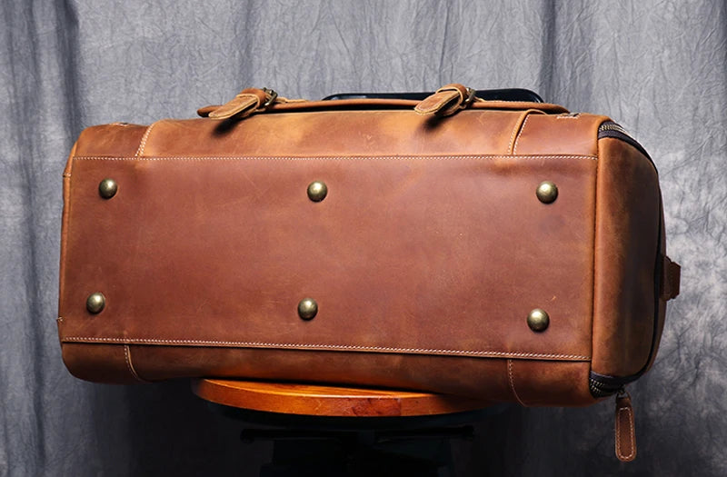 Vintage Crazy Horse Leather Duffle Bag