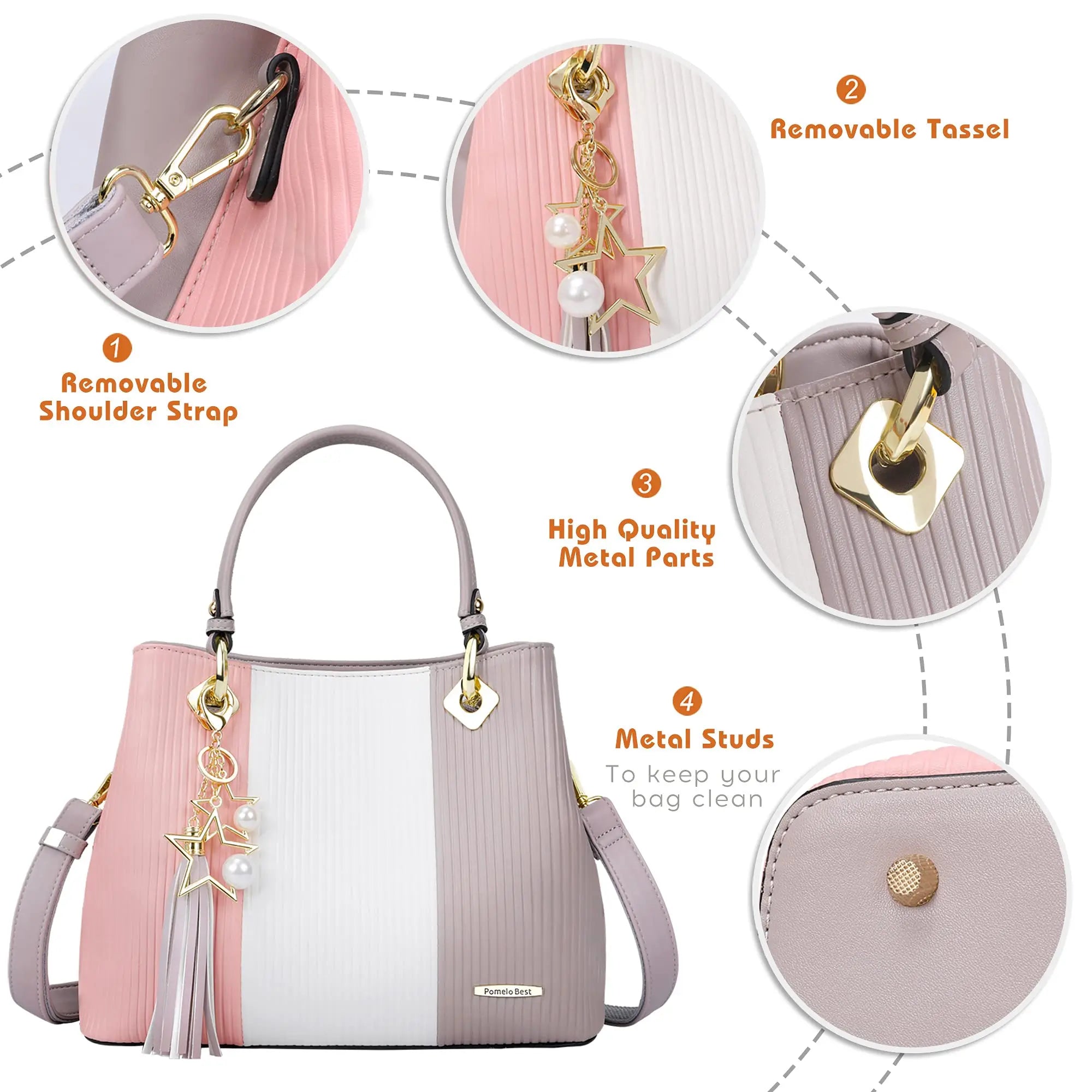 PU Leather Waterproof Multi-Pocket Tote Bag