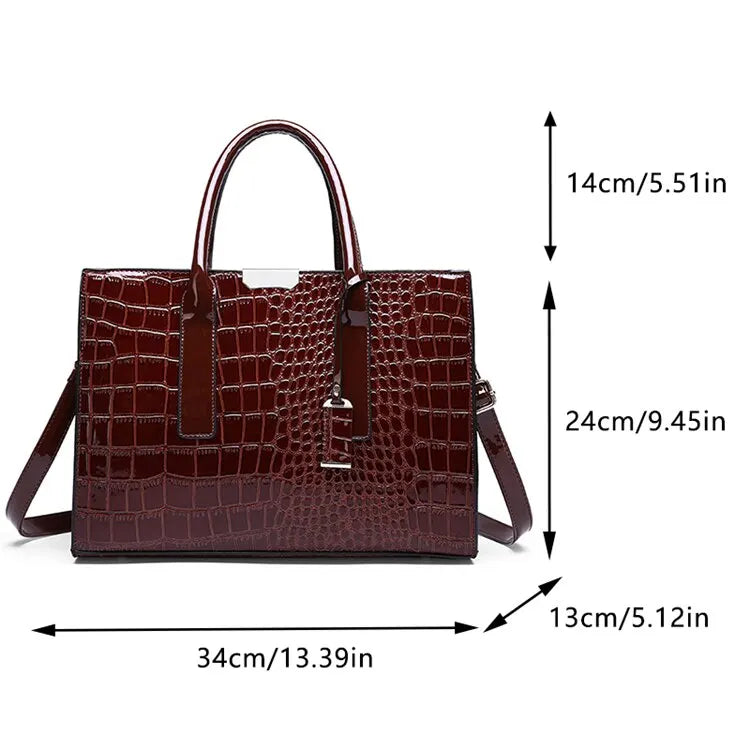 Luxury Vintage Crocodile Pattern Large Tote Bag