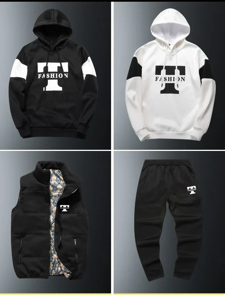 Men's 3-Piece Hoodie, Vest & Pants Set