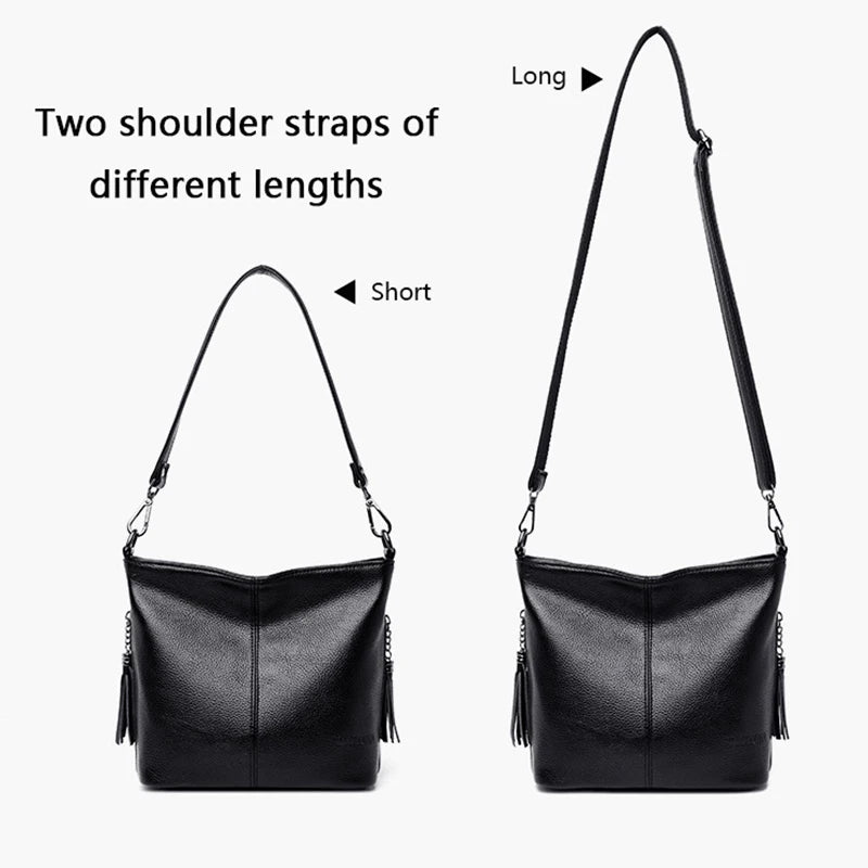 Solid Color High Quality Leather Tote Bag