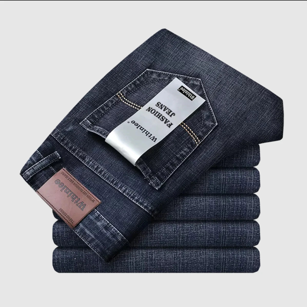 Wthin Business Men's Jeans | Casual Straight Stretch Fashion Classic Blue Black Denim Trousers