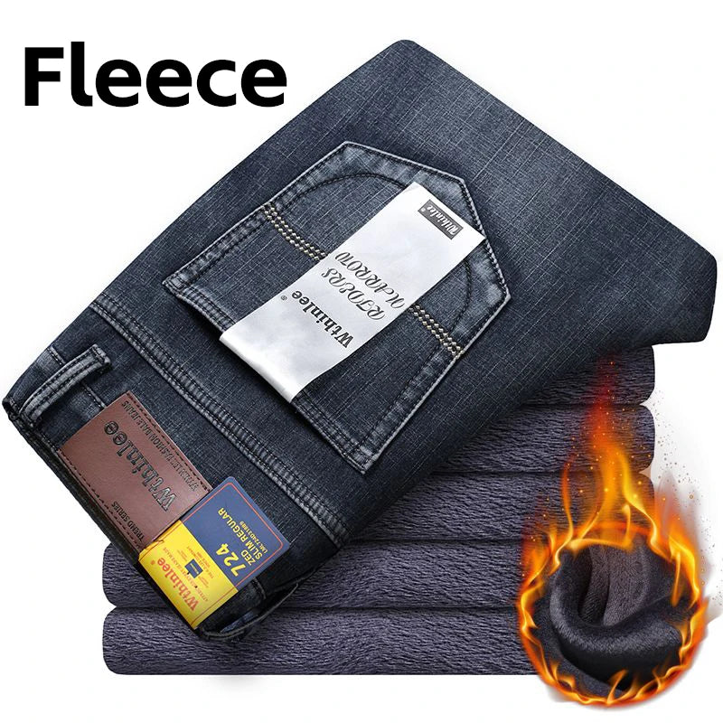 Wthin Business Men's Jeans | Casual Straight Stretch Fashion Classic Blue Black Denim Trousers