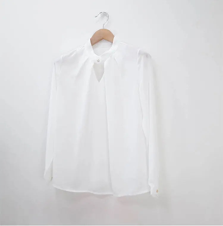 Solid Blouses Women Chiffon Shirts Long Sve flattering Hollow chic All-match Basic Spring Summer Tops Thin Chic Elegant Female Ins