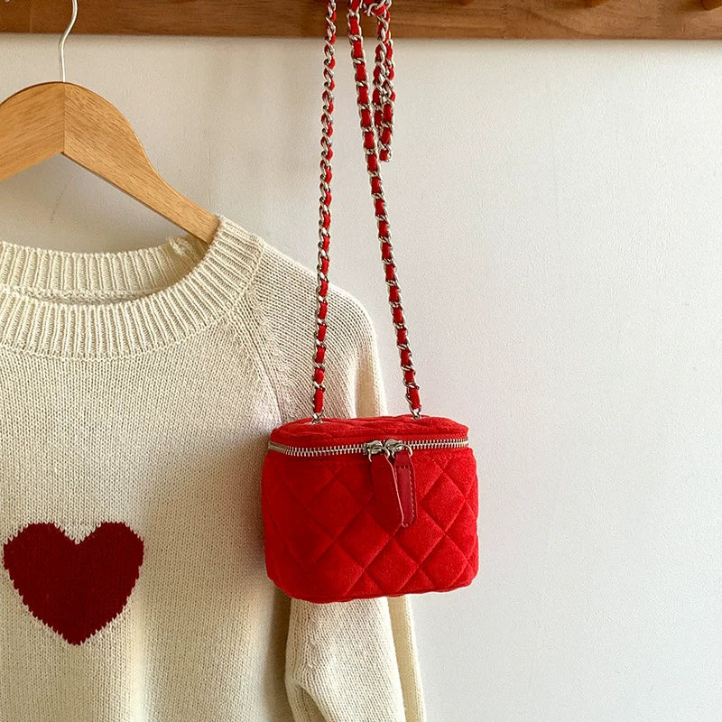 Mini Denim Chain Box Crossbody Bag