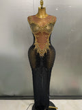 Sparkly Rhinestones Sleeveless Long Dress