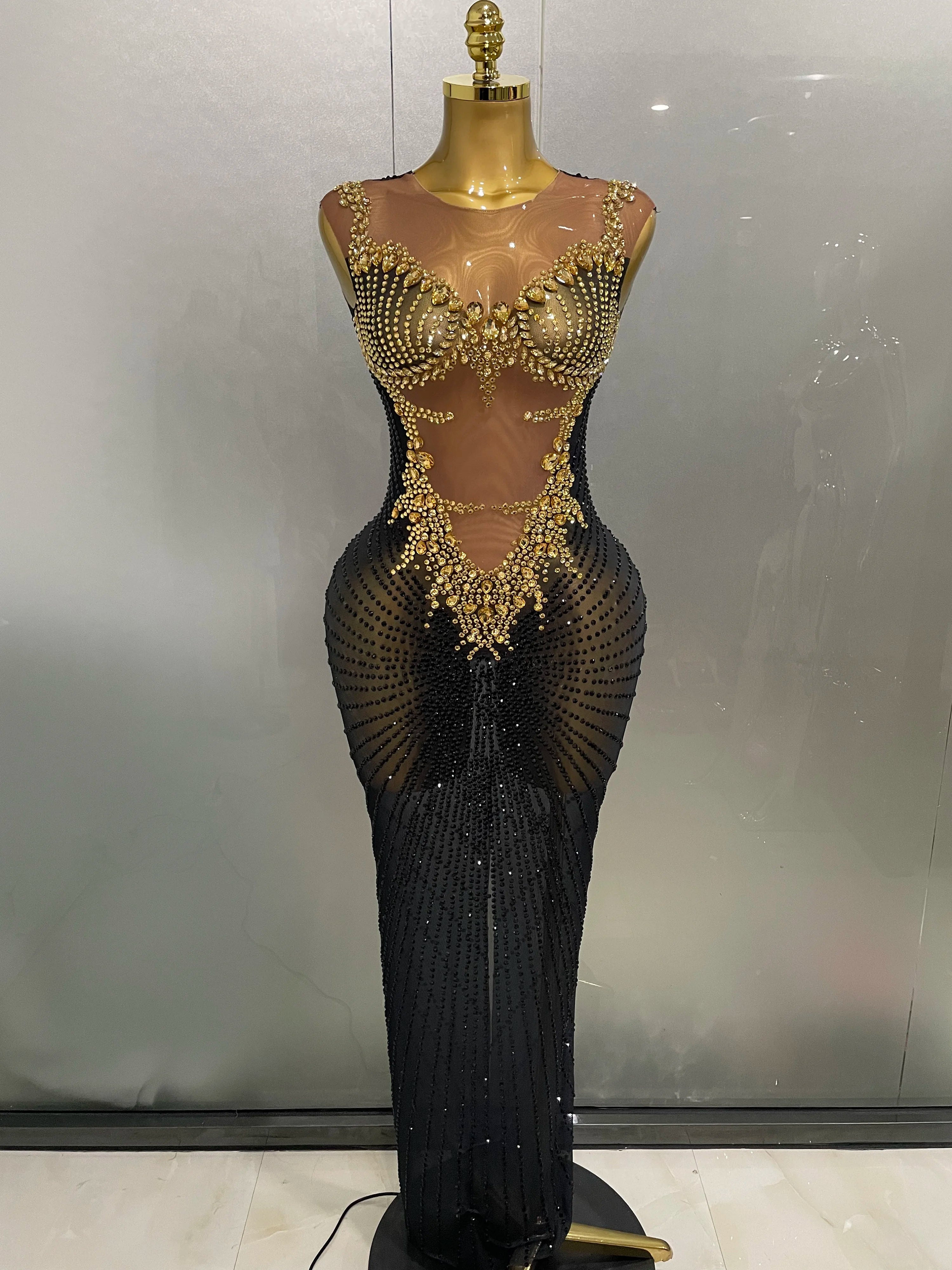Sparkly Rhinestones Sleeveless Long Dress