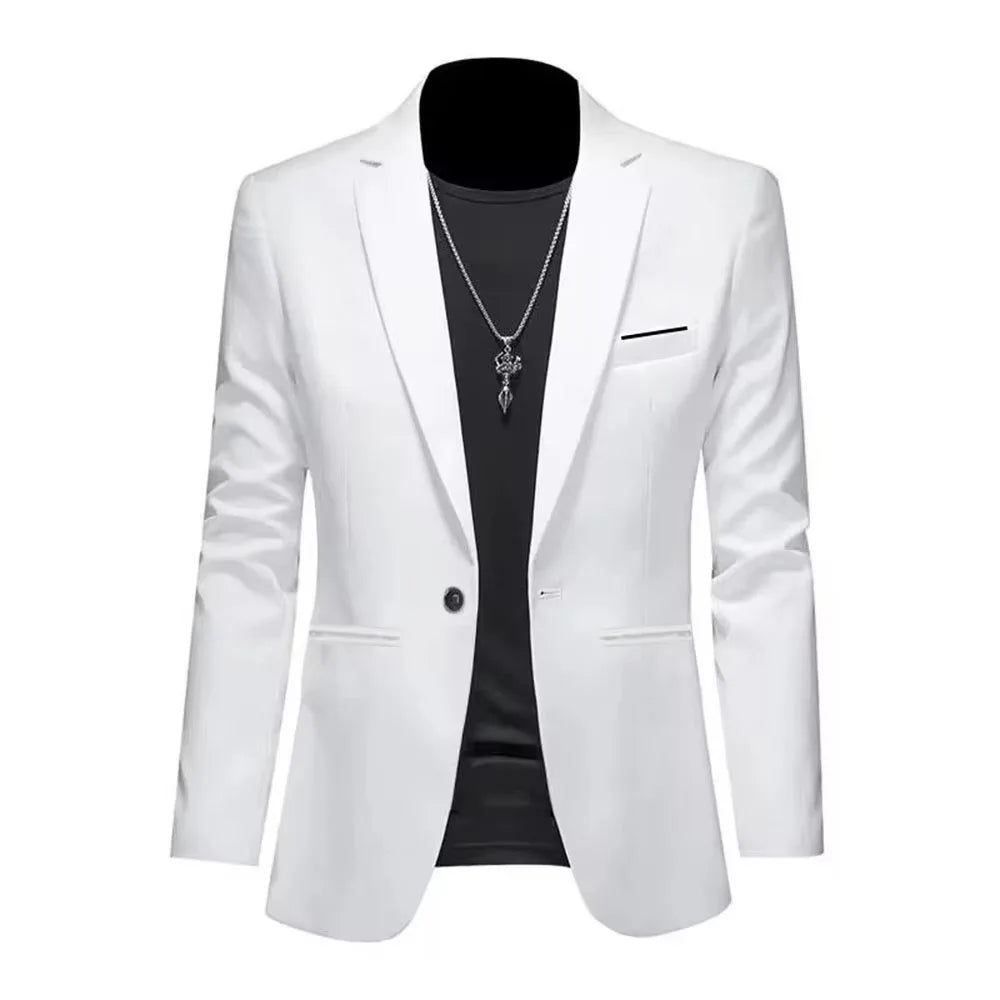 Men's Trendy Leisure Boutique Suit Jacket  Autumn Casual Business flattering Fit Non-ironing Single Button Suit Solid Formal Blouse