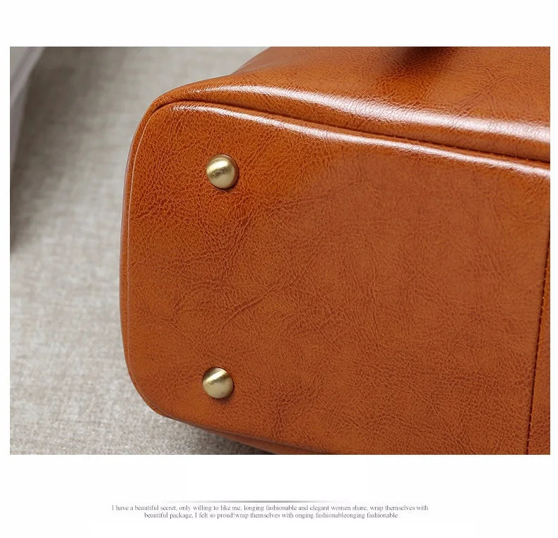 100% Genuine Leather Large Crossbody Shopping Tote