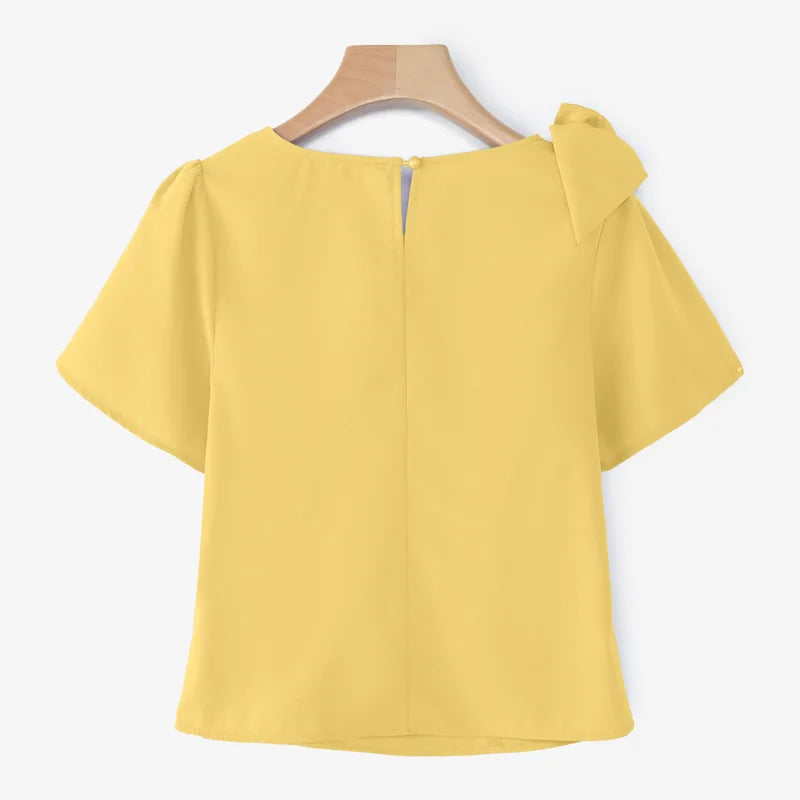 Puff Sve Bow Office Tunic Blouse