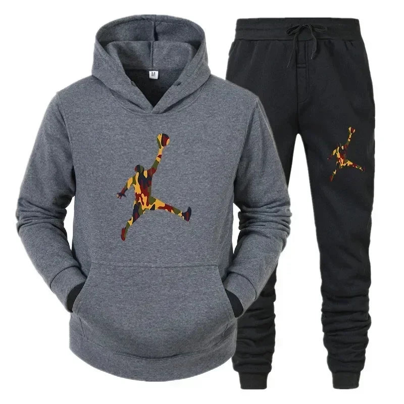 Men's Autumn Pullover Hoodie & Warm Pants Set