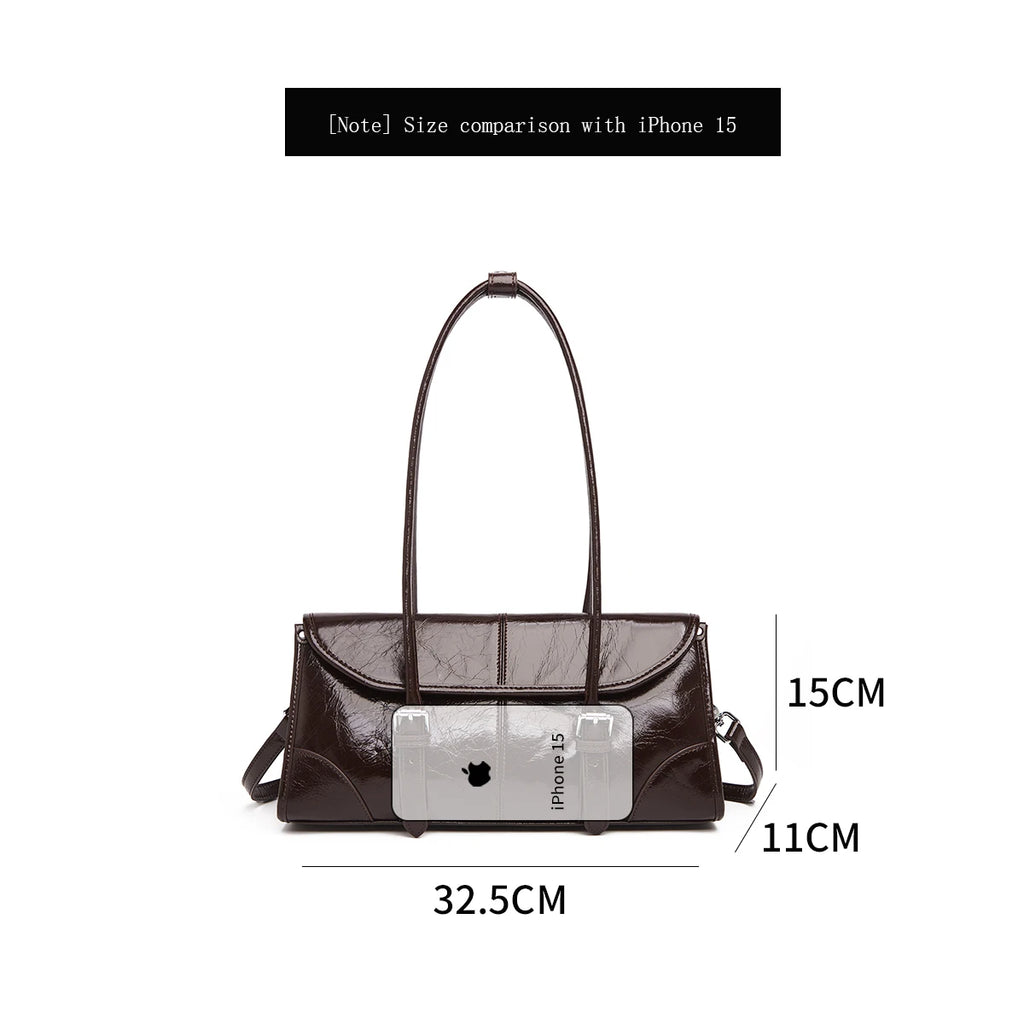Women's Oversized Genuine Leather Retro Underarm Shoulder Bag