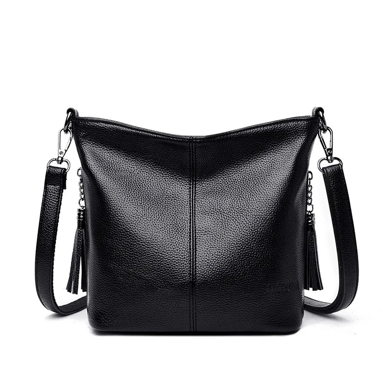 Solid Color High Quality Leather Tote Bag