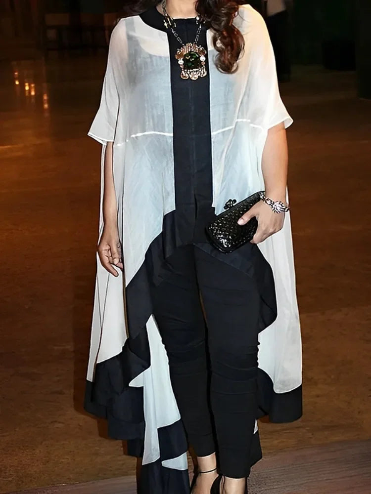 Batwing Sve See-Through Blouse