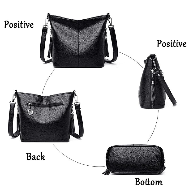 Solid Color High Quality Leather Tote Bag
