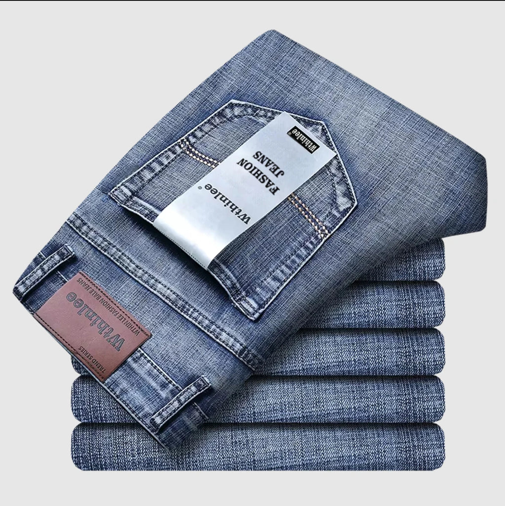 Wthin Business Men's Jeans | Casual Straight Stretch Fashion Classic Blue Black Denim Trousers