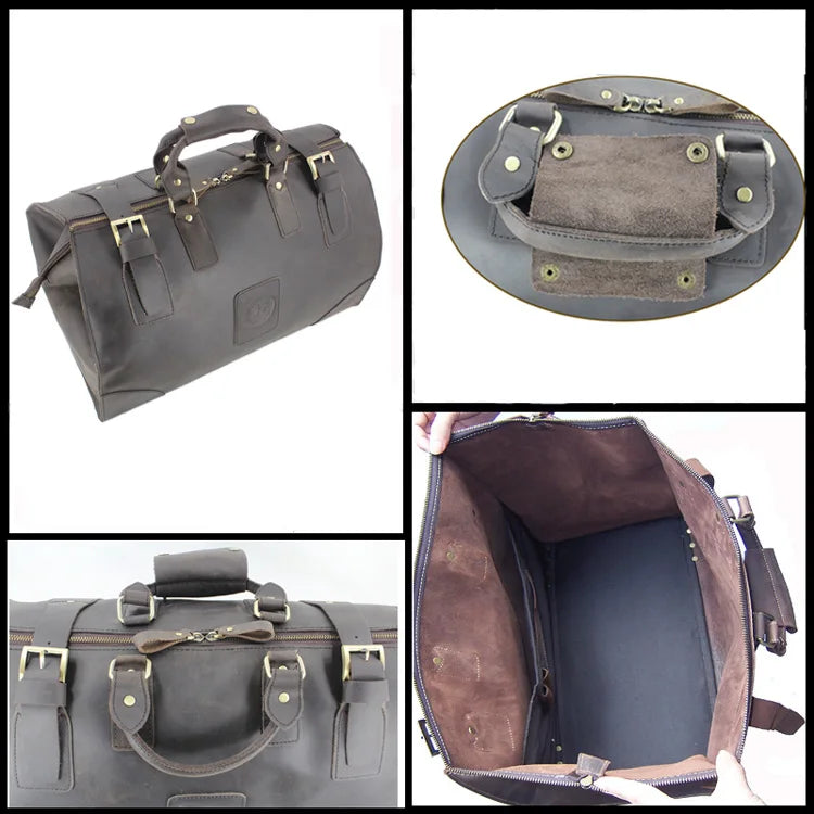 Vintage Crazy Horse Leather Duffle Bag