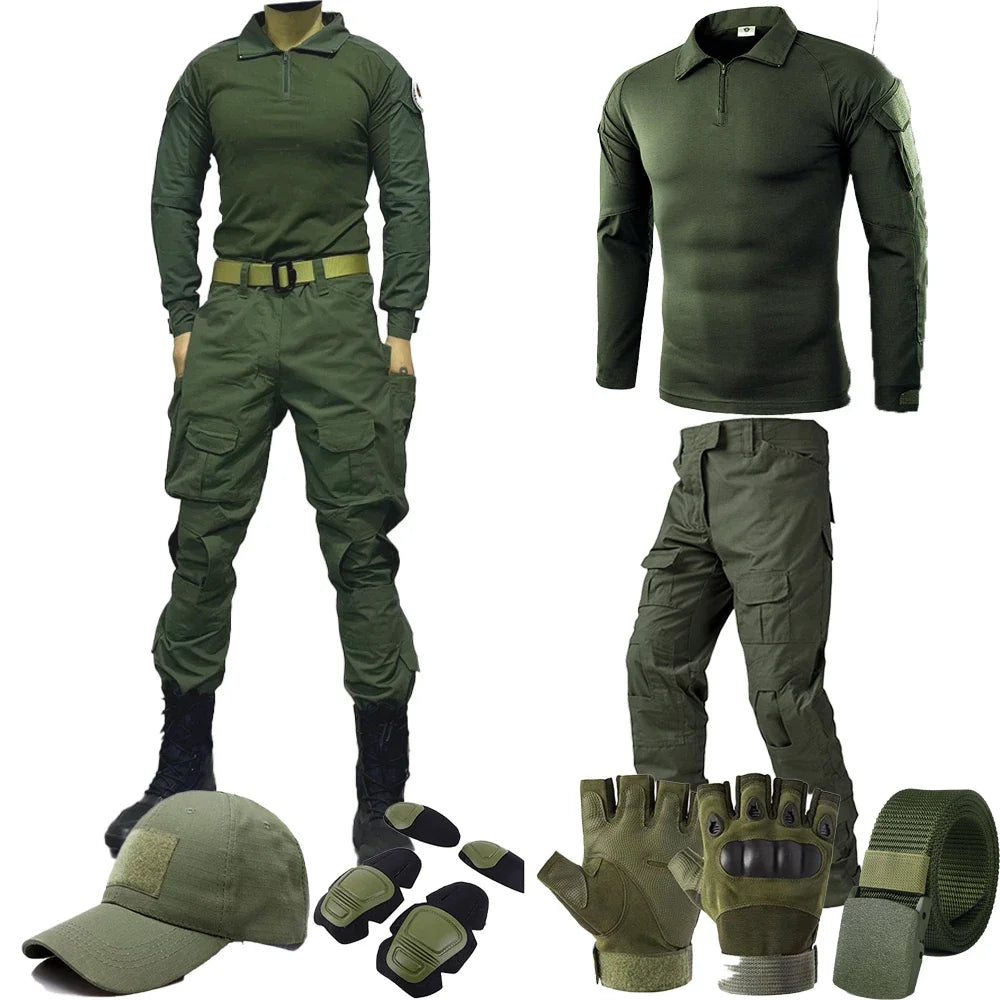 Men's Green Tactical Cargo Set