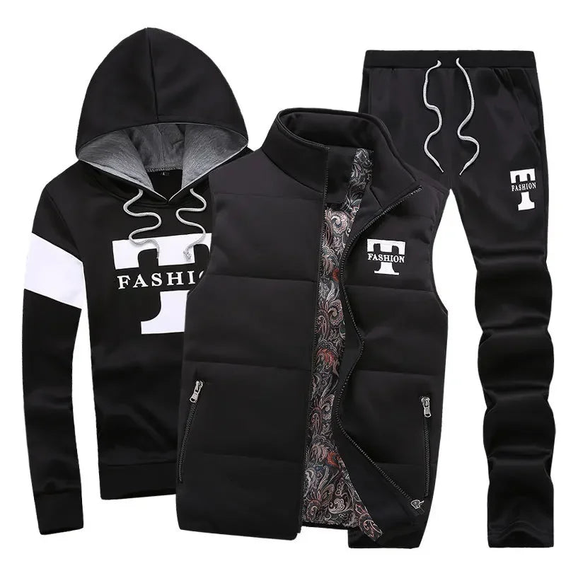 Men's 3-Piece Hoodie, Vest & Pants Set
