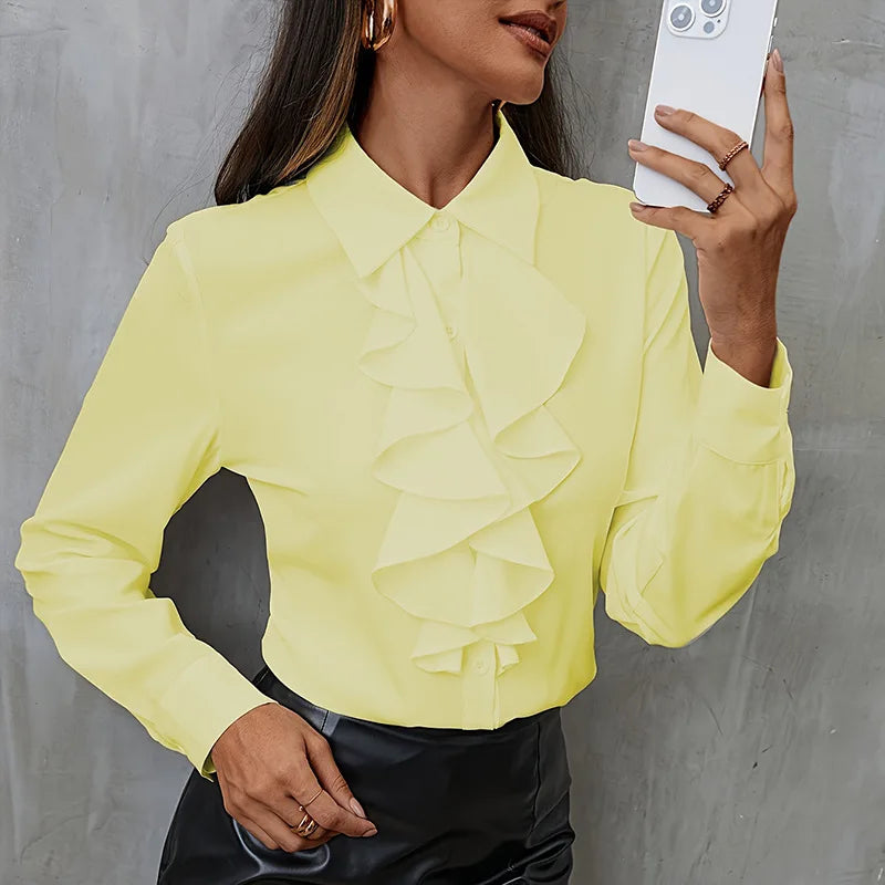 Ruffled Long Sve Work Blouse