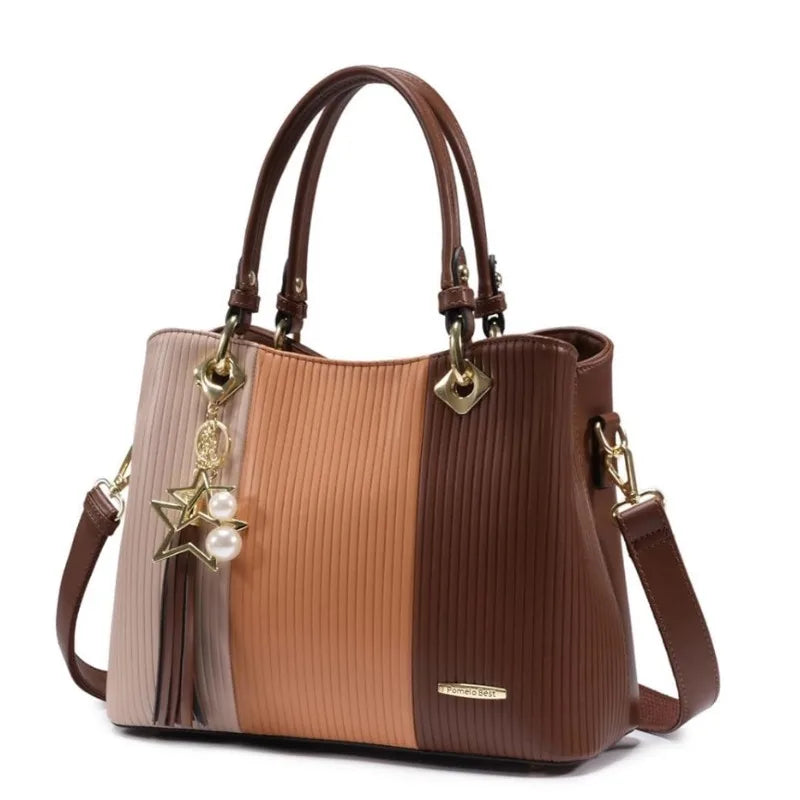 PU Leather Waterproof Multi-Pocket Tote Bag