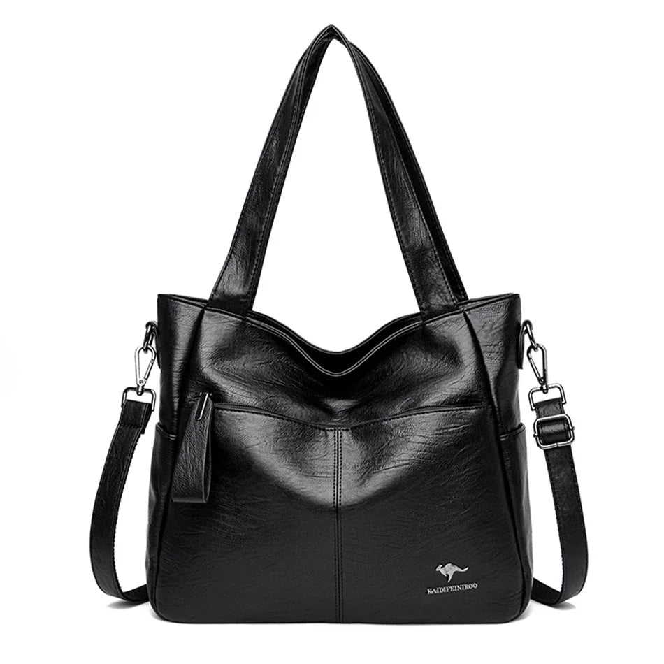 Luxury Leather Top Handle Tote Bag