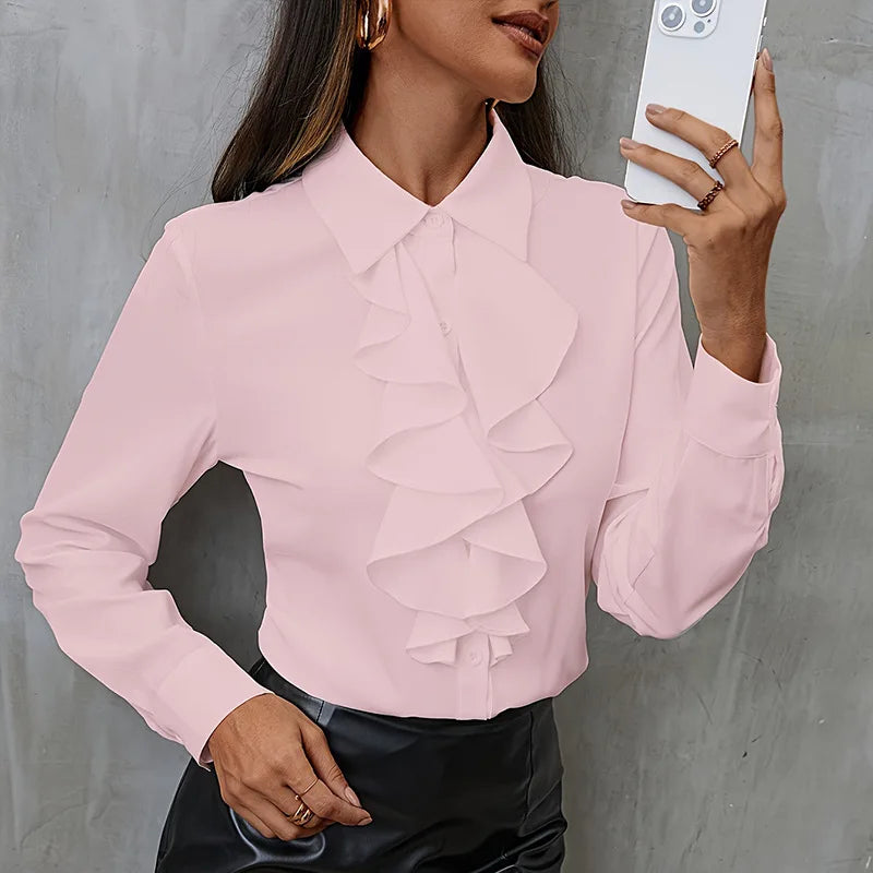 Ruffled Long Sve Work Blouse