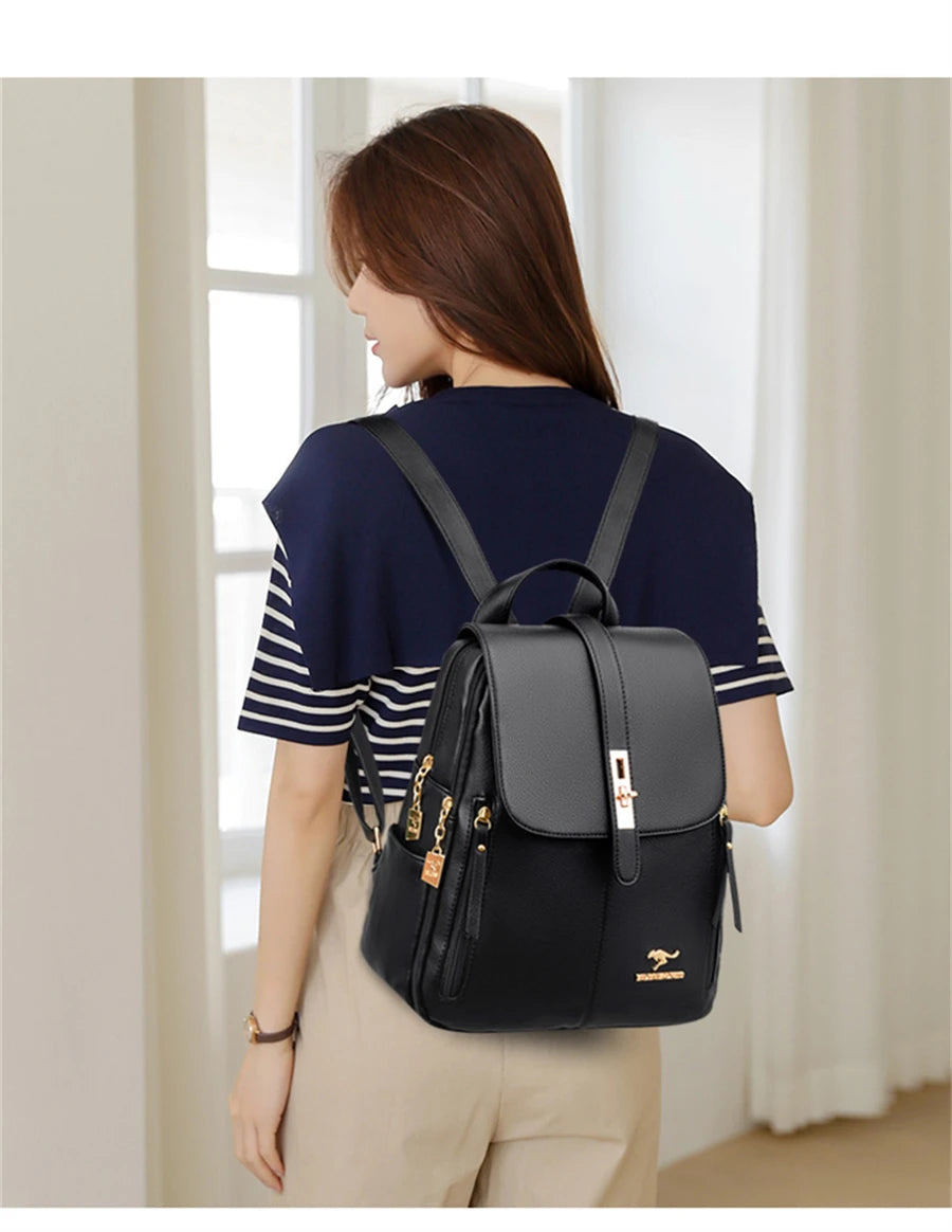 Vintage Leather Backpack for Women