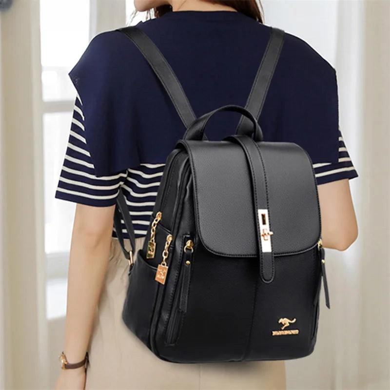 Vintage Leather Backpack for Women