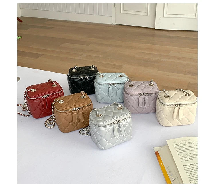 Mini Denim Chain Box Crossbody Bag