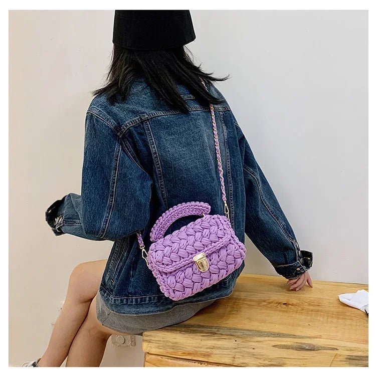DIY Knitted Rope Woven Chain Shoulder Bag - Nitamoje