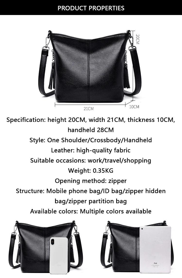 Solid Color High Quality Leather Tote Bag