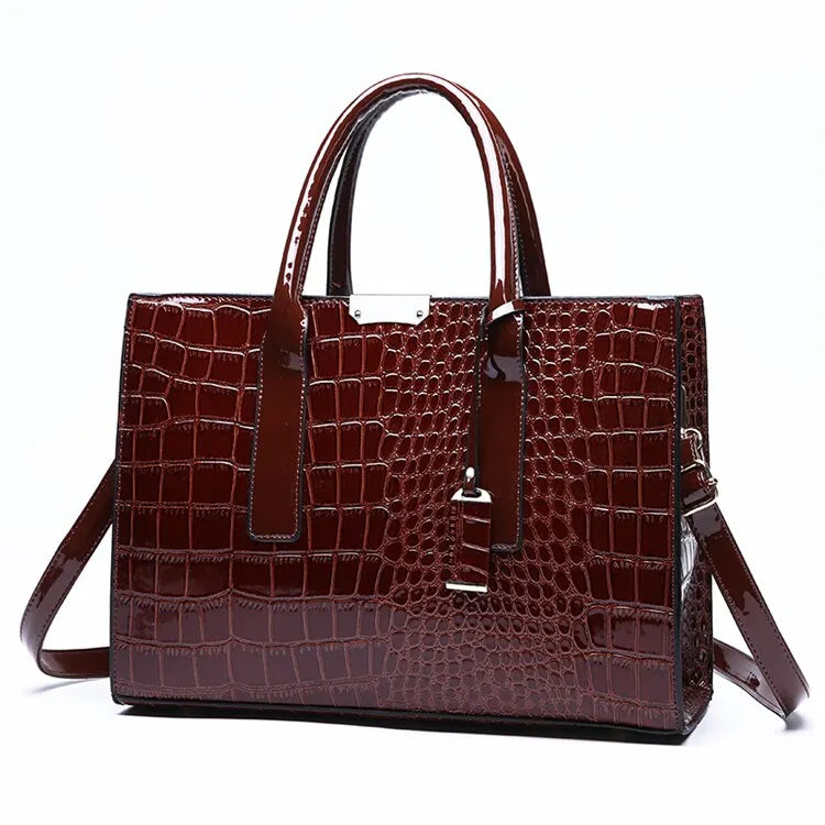 Luxury Vintage Crocodile Pattern Large Tote Bag