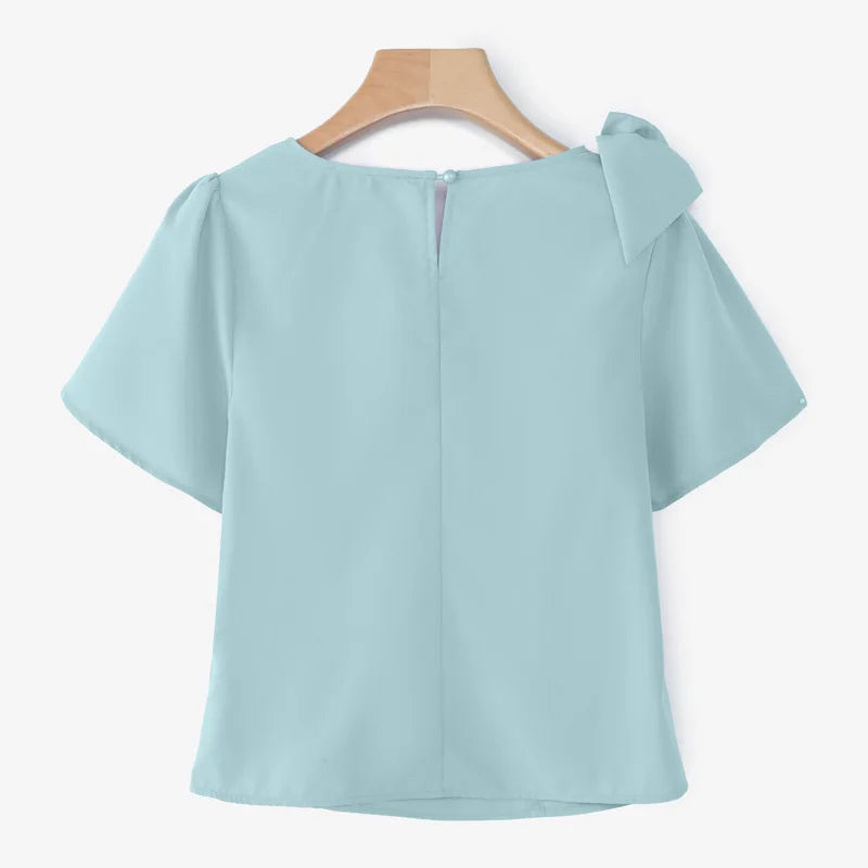 Puff Sve Bow Office Tunic Blouse