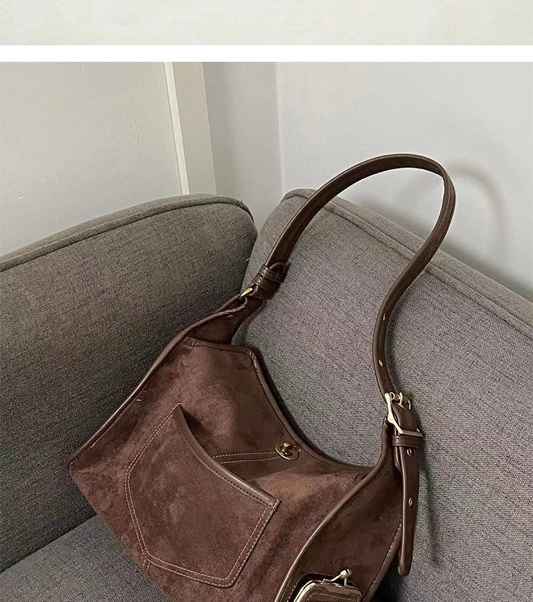 Suede Pillow Shoulder Crossbody Bag