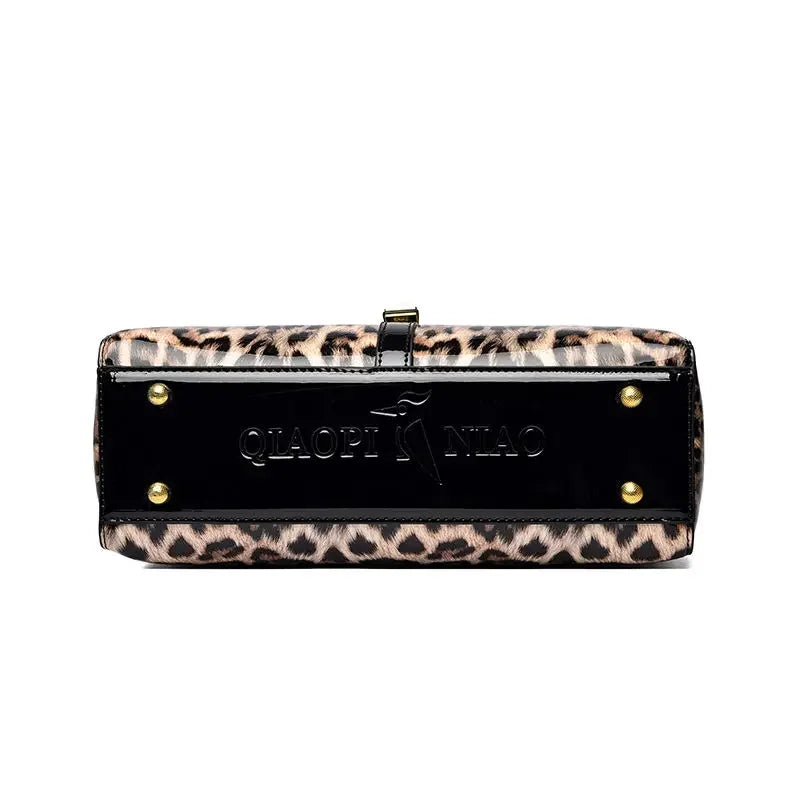 Leopard Print Patent Leather Luxury Crossbody Bag