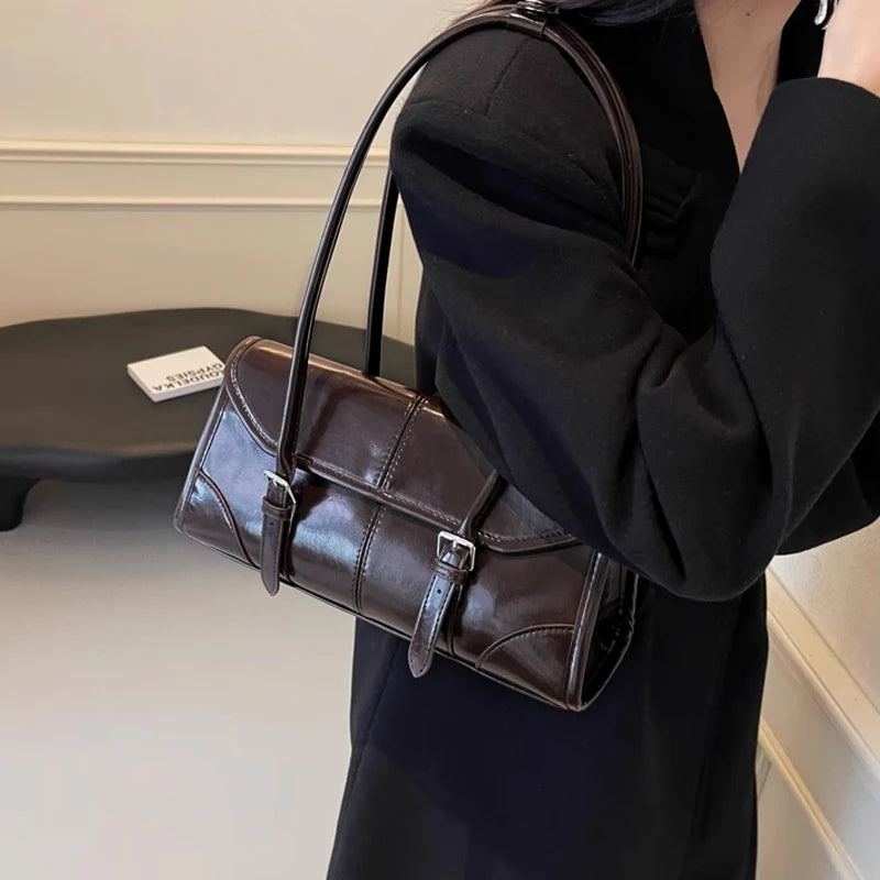 Women's Oversized Genuine Leather Retro Underarm Shoulder Bag