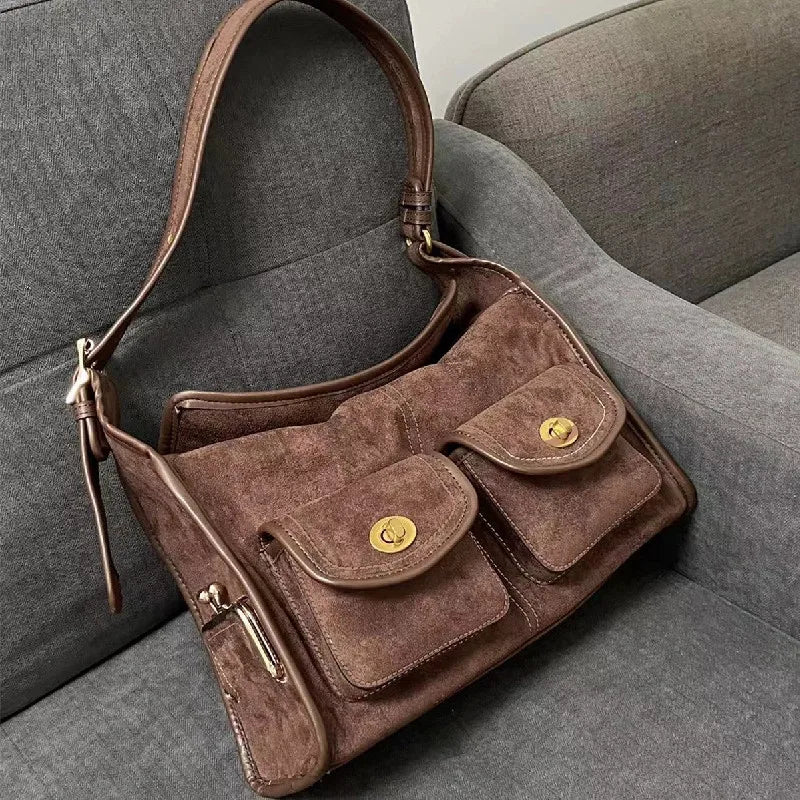 Suede Pillow Shoulder Crossbody Bag