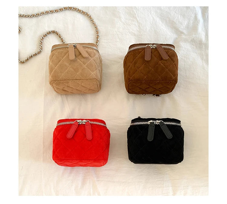 Mini Denim Chain Box Crossbody Bag