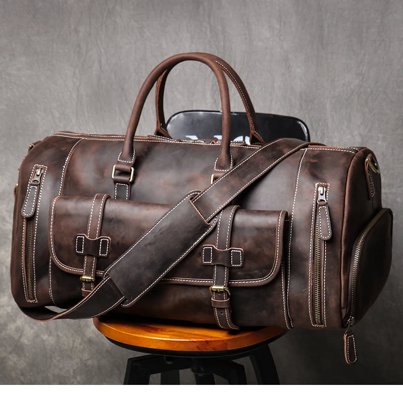 Vintage Crazy Horse Leather Duffle Bag
