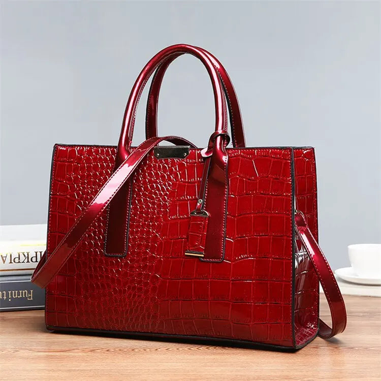 Luxury Vintage Crocodile Pattern Large Tote Bag