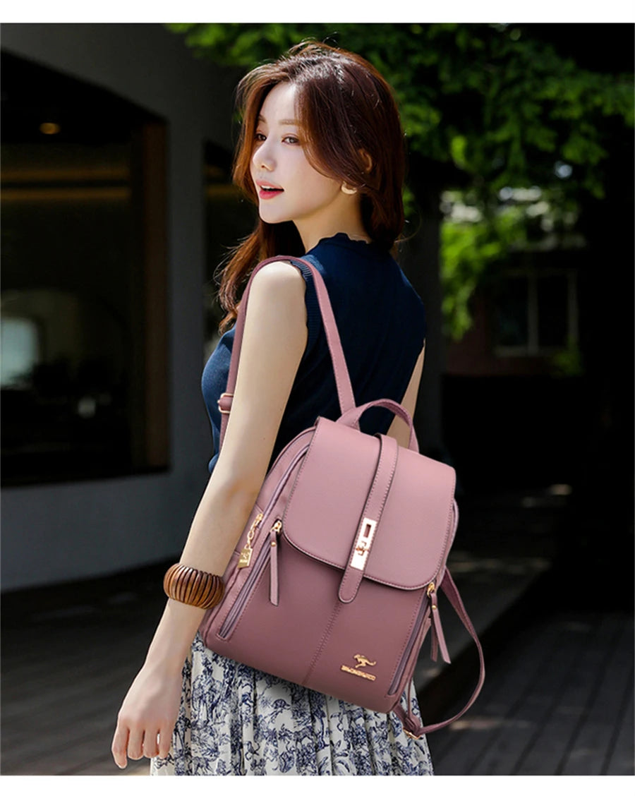 Vintage Leather Backpack for Women
