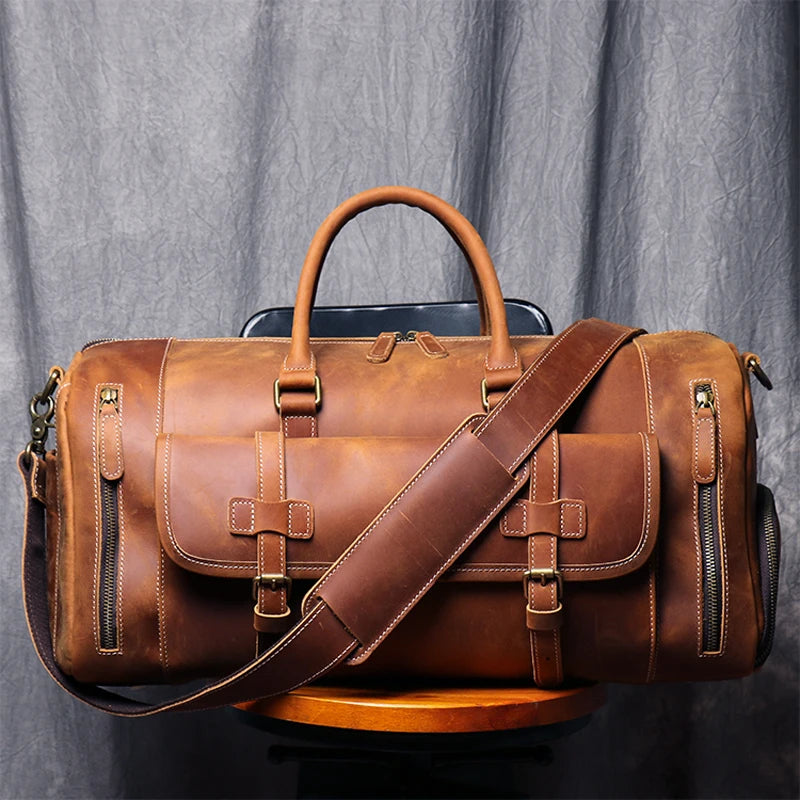 Vintage Crazy Horse Leather Duffle Bag