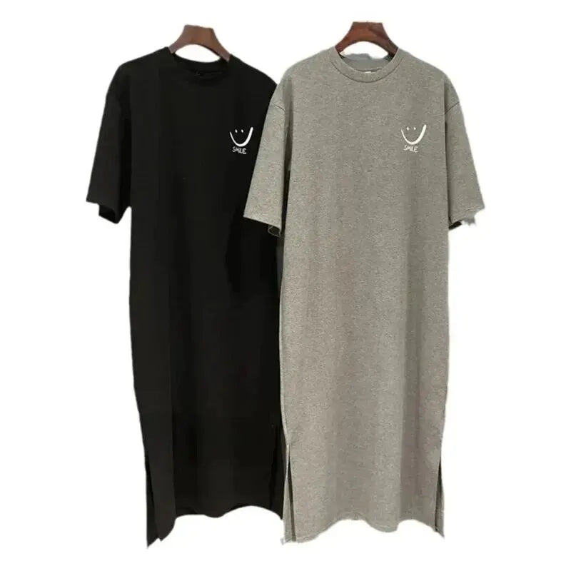 Women's Summer Short Sleeve T-shirt Dress | Loose Mid-Length Over Knee Dress