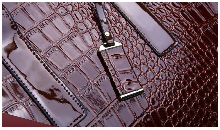 Luxury Vintage Crocodile Pattern Large Tote Bag