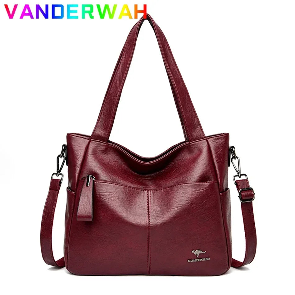 Luxury Leather Top Handle Tote Bag