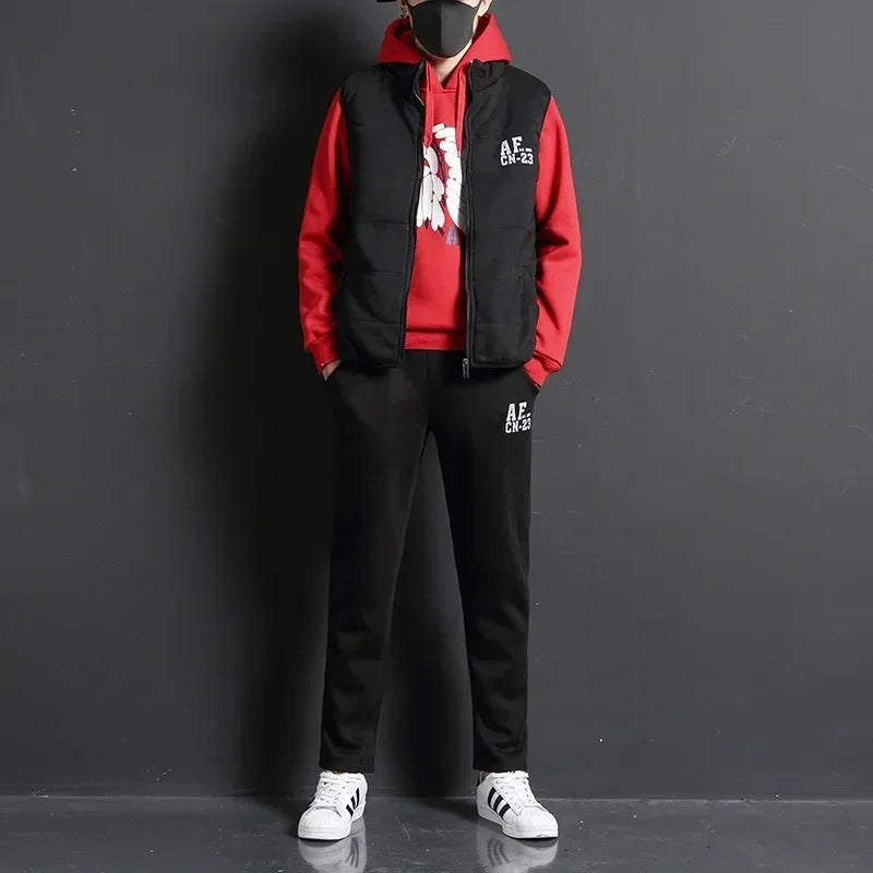 Men's 3-Piece Hoodie, Vest & Pants Set